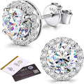 1CT VVS1 Moissanite Halo Stud Earrings 925 Sterling Silver