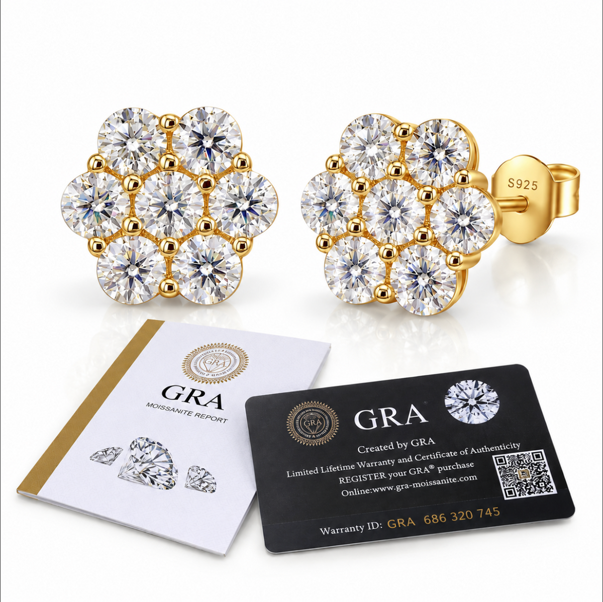 1CT Pair VVS1 Moissanite Clover Flower Earrings S925