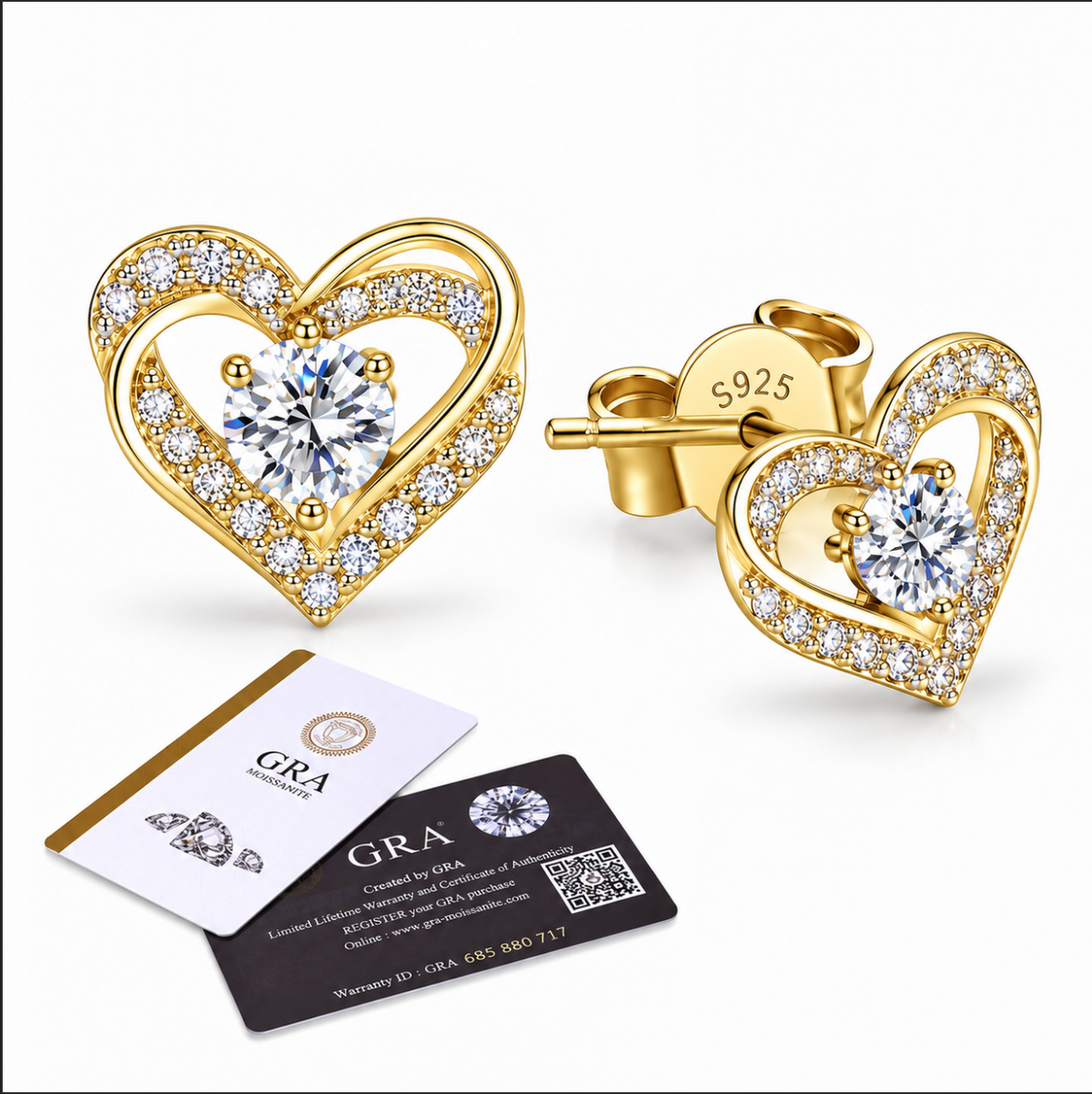 0.60CT Pair VVS1 Moissanite Twist Heart Earrings S925