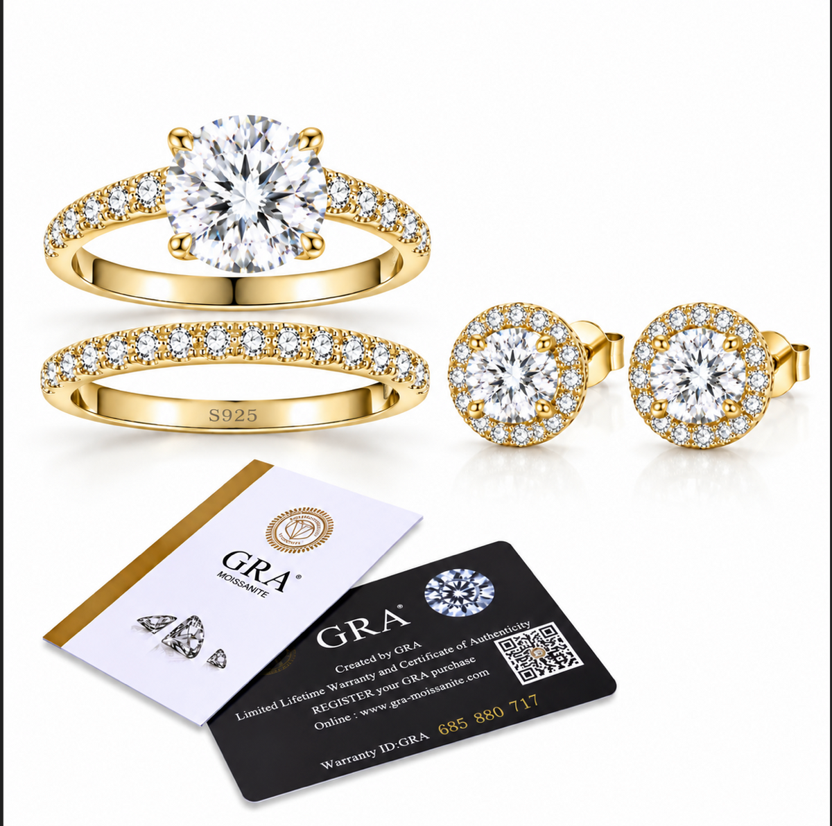 VVS1 Moissanite Matching Ring & Earring Set