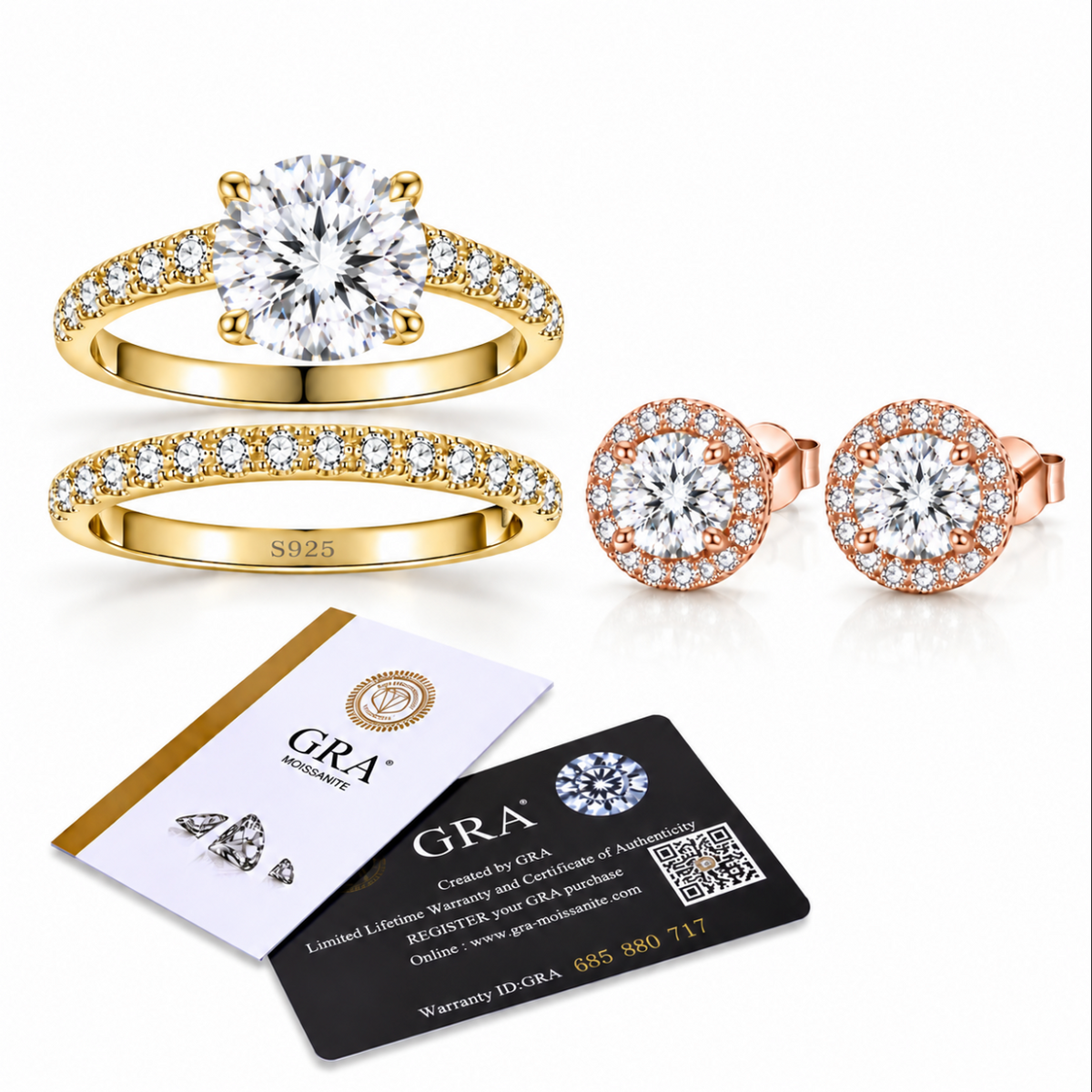 VVS1 Moissanite Matching Ring & Earring Set