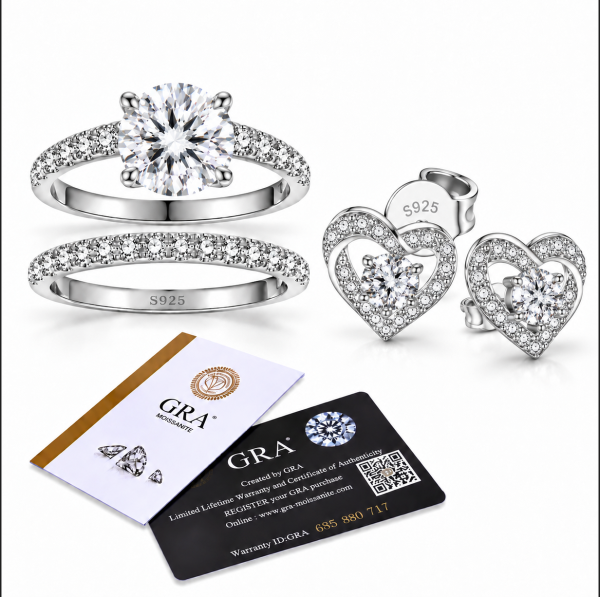 VVS1 Moissanite Matching Ring & Earring Set