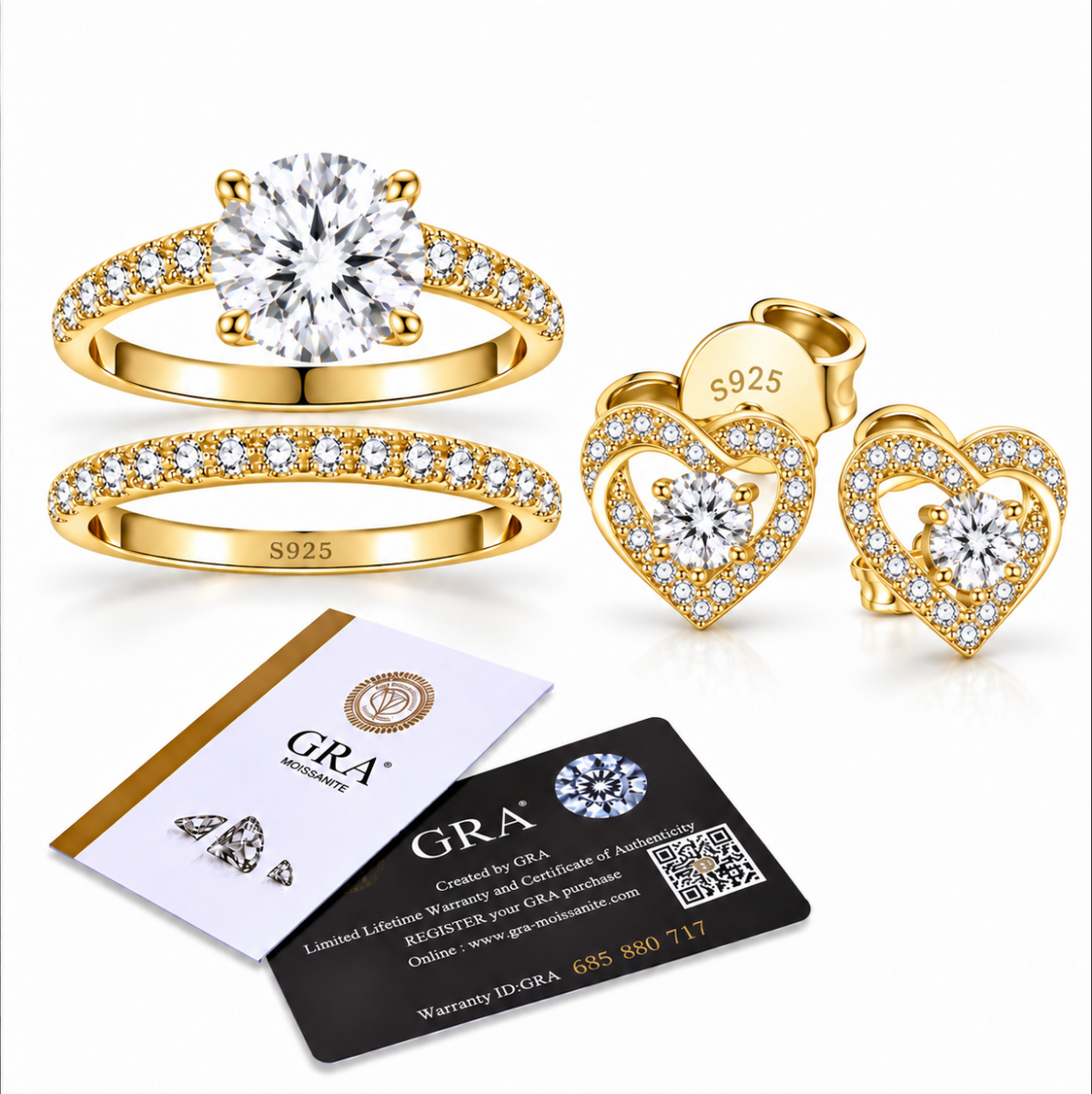 VVS1 Moissanite Matching Ring & Earring Set